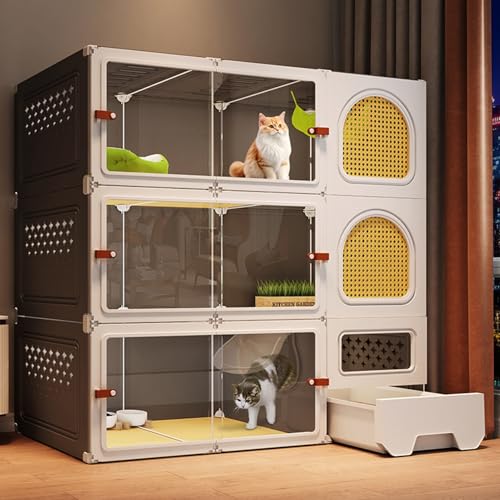 Grande cage pour chat d'intérieur modulable avec bac à litière