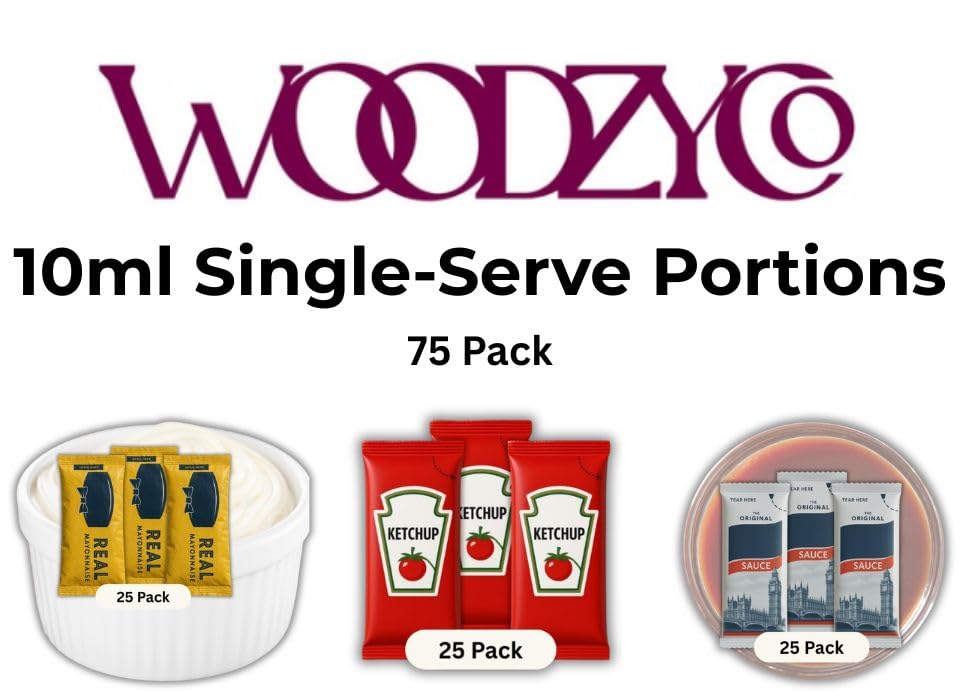 75-Pack Condiment Sachet Bundle – 25x Tomato Ketchup, 25x Mayonnaise & 25x Brown Sauce | 10ml Single-Serve Portions for Lunchboxes, Takeaways, Picnics, Camping & Hotels