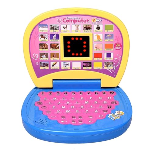 Image of Gooyo GY-2020A Educational Learning Laptop Toy with LED Display and Musical Effects | Play & Learn with Fun | Indoor Toy for Kids | Educational Toy | Blue | 3xAA Battery (Not Included)
