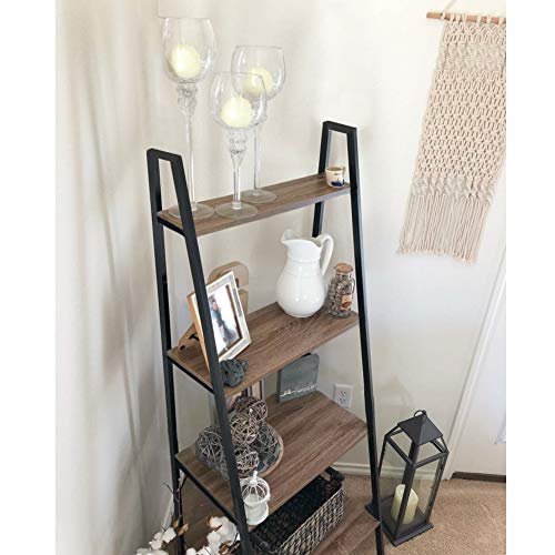 Blissun 4 Tiers Ladder Shelf, Vintage Bookshelf, Storage Rack Shelf for Office, Bathroom, Living Room