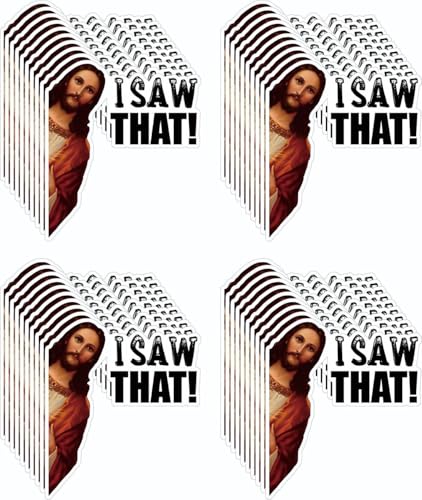 40 Pack I Saw that Jesus Funny Car Sticker 4 inches - Funny Car Sticker Bumper Decal (4in)