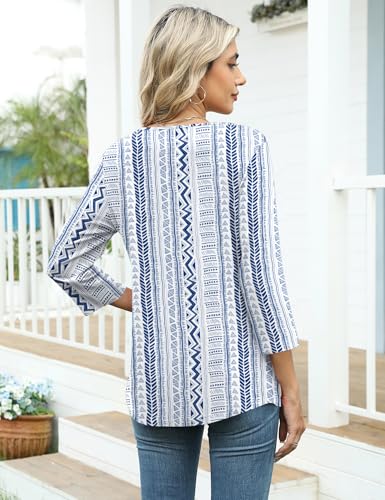 Image of LOMON Womens 3 /4 Length Sleeve T Shirts Asymmetrical Neck Tops Business Blouses for Women Fashion 2026