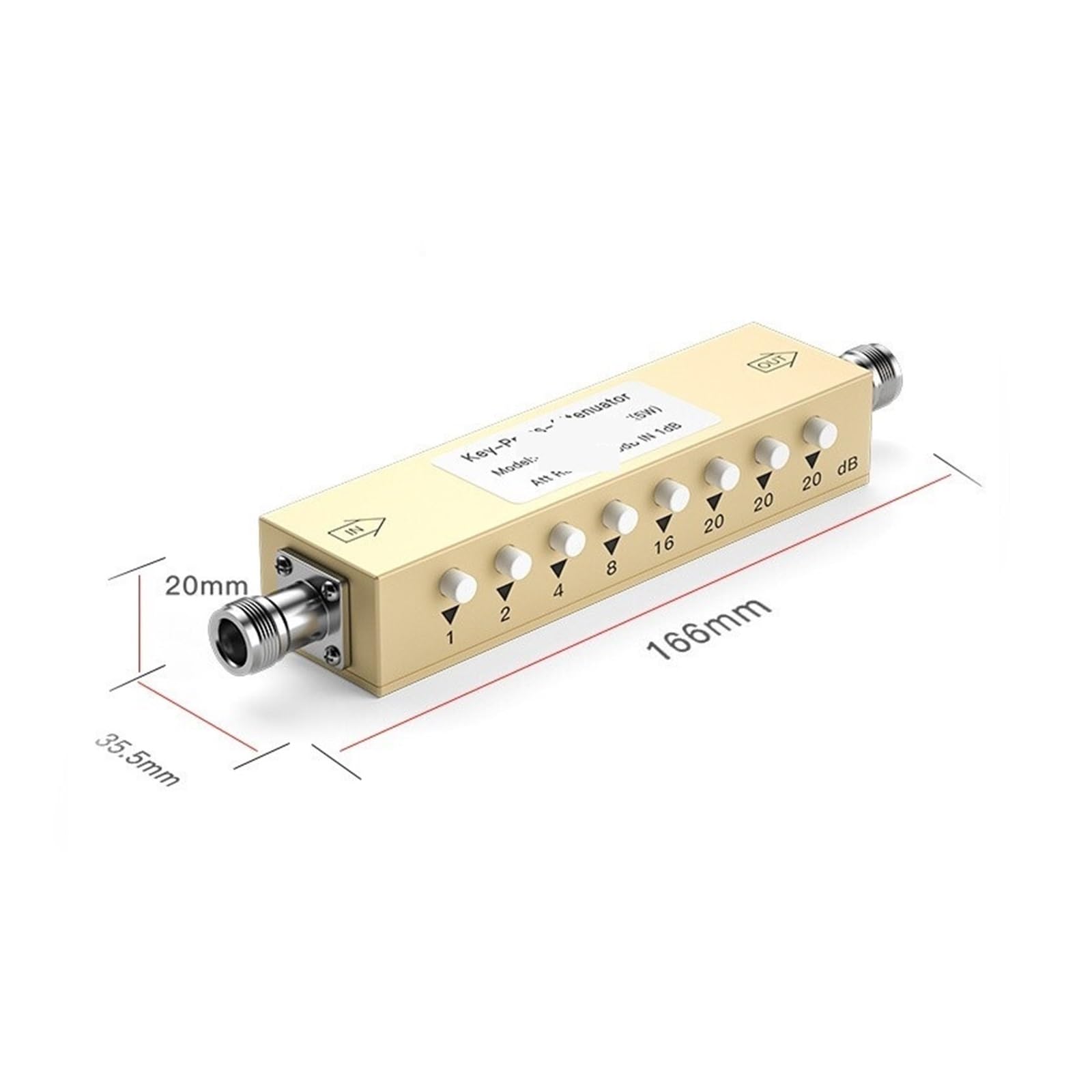 Attenuatore regolabile 2GHz SMA N 2W 5W 10W Attenuatore variabile con pressione dei tasti 30dB 60dB 90dB 1dB Attenuatore a gradino 50Ohm(5W N 60dB 2GHz)