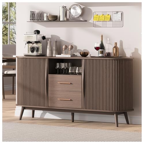Jiansu furni 63" Sideboard Buffet Cabinet with Storage, Fluted Buffet