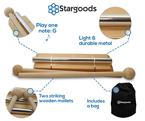 Energy Chime Solo Tone with Wooden Percussion Hammer, Classroom Meditation Bell, Set of 2 - Thumbnail 4