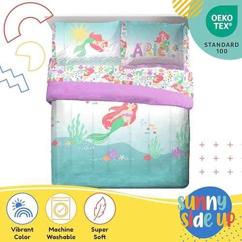 Image of Sunny Side Up Disney The Little Mermaid Full Comforter Set - 7 Piece Kids Bedding Includes Comforter, Sheets & Pillow Cover - Super Soft Ariel Microfiber Bed Set