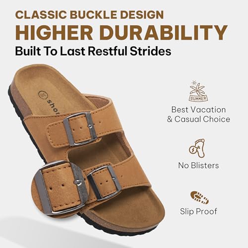 Shondo Unisex Footbed Slide Sandal – Comfortable Arch Support Outdoor Sandals with Memory Foam & Adjustable Buckle, Lightweight & Anti-Slip for Women and Men3