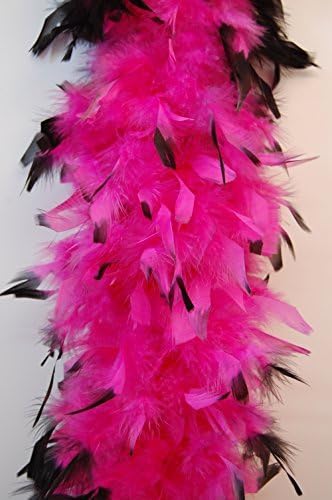 Feather Boas 80 Grams Two-Tone Chandelle Boas 2 Yards - Hot Pink/Black for Halloween Costumes Bachelorette Party