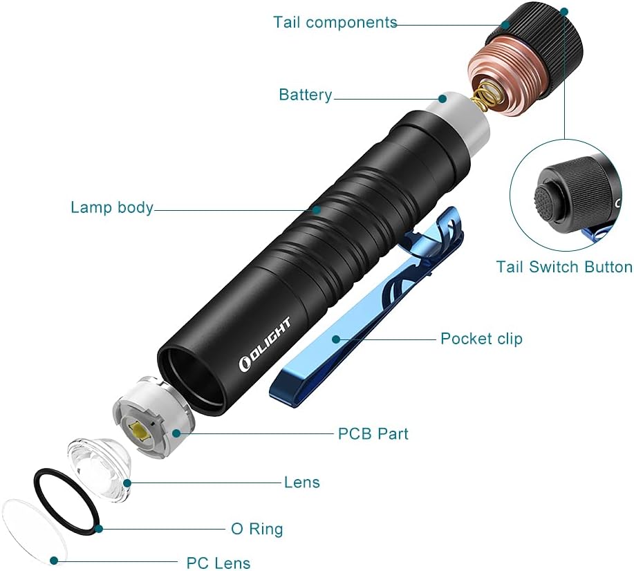 పేలింది View of OLIGHT I5T EOS Components