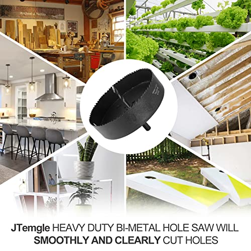 Image of 5-3 /4 Inch Hole Saw with 1 /2 inch Hex Shank Quick Change Arbor, JTemgle Bi-Metal Hole Saw Heavy Duty Hole Cutting Tool for Cornhole Boards, Recessed Lights, Wood, Plastic, Drywall & Soft Metal