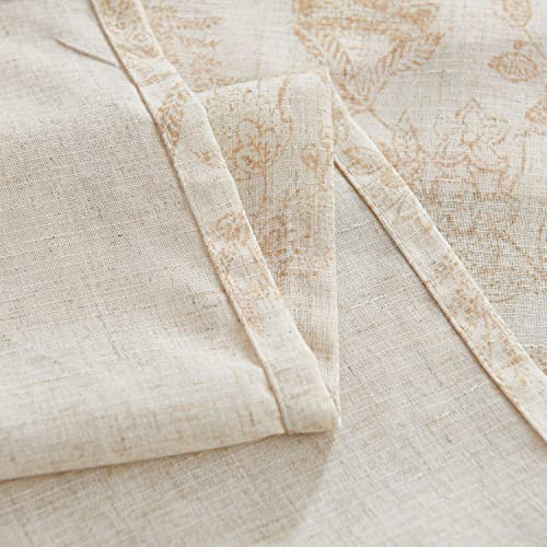 TOPICK Taupe Floral Linen Blend Kitchen Curtains 24 Inch Drop Small Cafe Curtains Light Filtering Curtain Tiers for Bathroom Sink Rod Pocket 2 Panels - Image 3