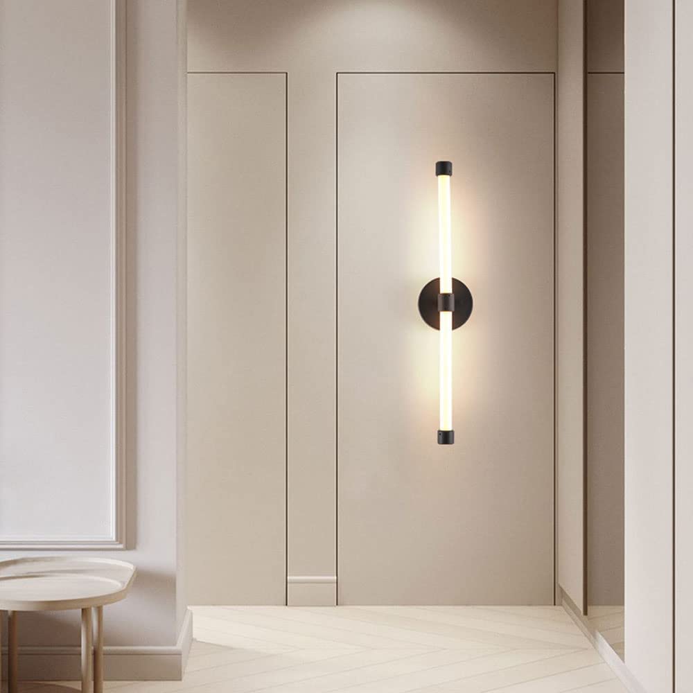 XANAYXWJ Liniowy kinkiet ścienny, oprawa oświetleniowa 60 cm w łazience, salon Oświetlenie nocne sypialni w pomieszczeniu, 10 W Led w korytarzu, korytarzu, długim pasku, zagłówkiem, złotym (czarnym)