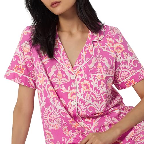 Image of Bed Head PJs Womens Matching Pajamas - Soft Organic Short Sleeve Button Down PJ Shirt & Shorts Set - Sleepwear & Loungewear