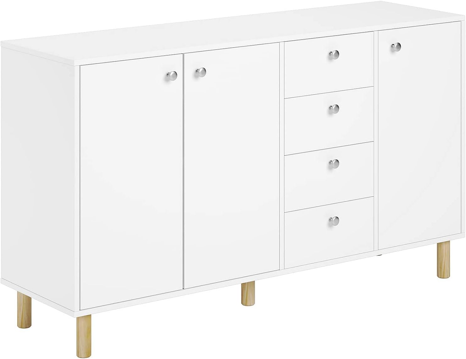 Credenza Cucina WeHome 120x40x70cm - Legno MDF, 3 Ante E 3 Cassetti, Top Rovere, Grigio - Foto 2