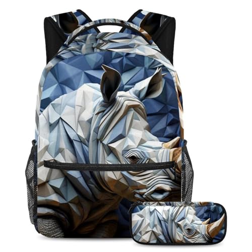 Sac à dos rhinocéros d'art ergonomique pour soulager le dos des élèves