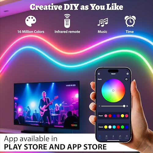 Image of Forus 5M Smart RGB Neon LED Strip Light with App & Remote, Music Sync Rope Light, 16M Colors, RGB IC Strip Lights for Room, Gaming, TV Backlight, Party & Home Decoration, Diwali Decor| 3M Warranty-1Pc