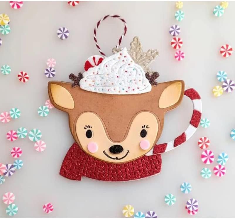 Miniatura 2 de Taza de ciervo de Navidad troquelada de metal, troqueles de corte, tazas de ciervos de Navidad, tarjetas de papel, plantillas de corte para
