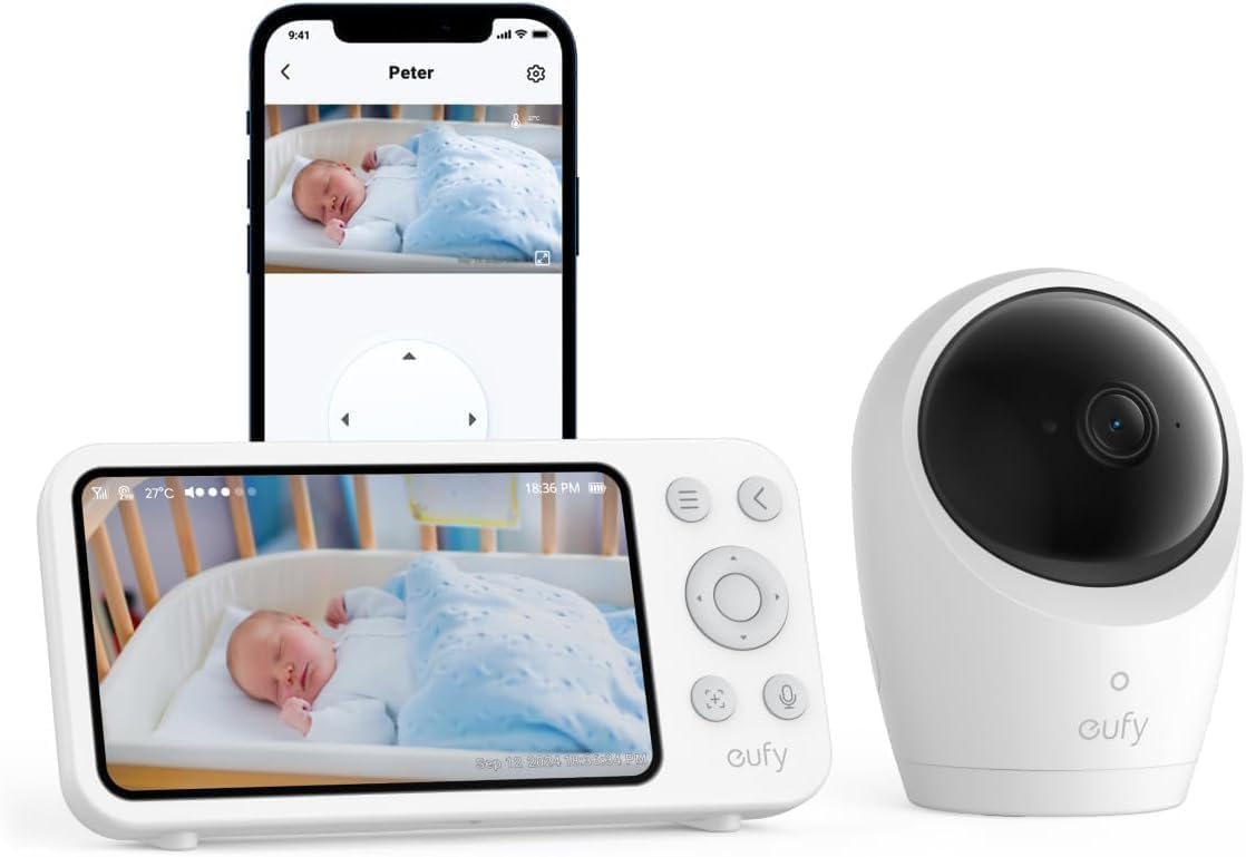 eufy Security Babyphone E20, 2K HD, kamera z widzeniem nocnym, ANR, inteligentne alarmy