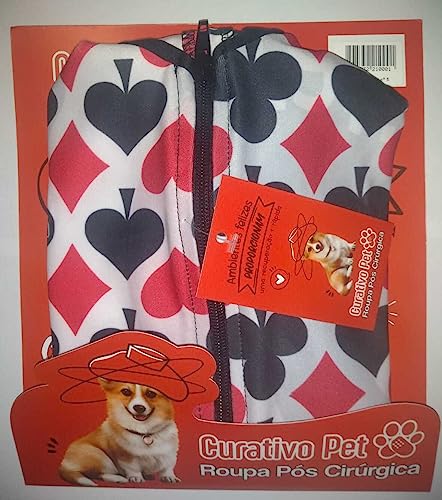 Cura Ativo Pet Roupa Pos Cirurgica N° 9 Para Cães De 12 5 A 14 5Kg Estampa Naipes