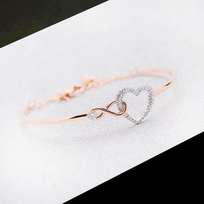 To My Daughter Forever Connected Bracelet,Infinity Love Cuff You Are Always In Mine Heart Cubic Zirconia Bracelet from Mom, Adjustable Inspirational Gift Jewelry for Daughter - Image 2