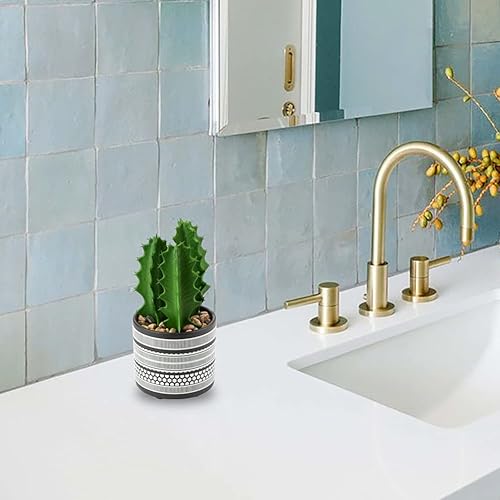 Miniatura 6 de Briful Planta de cactus artificial realista mini suculentas falsas en macetas, macetas de cerámica negra con pies, pequeñas plantas falsas