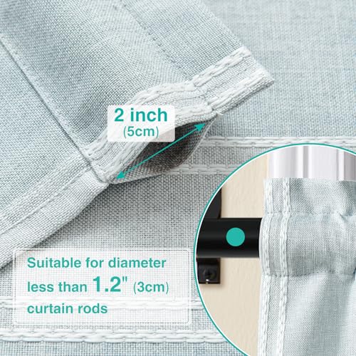 Home Queen Farmhouse Kitchen Curtains 45 Inch Length for Small Bedroom Light Filtering Tassel Linen Cafe Tiers Boho Casual Semi Sheer Short Half Window Drapes for Bathroom 26W x 45L, Blue Gray — view 4