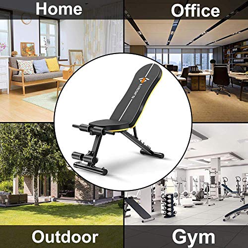 Weight Bench Adjustable, Figolo Workout Bench with Thicken Premium Steel Widen Seat for Home Gym Strength Training Press Bench with Easy Installation - Black