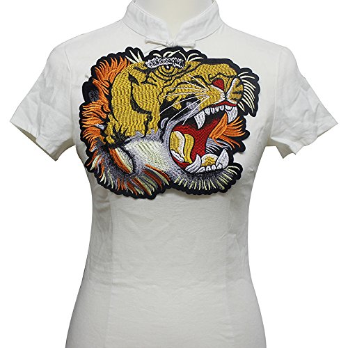 1pc Crafts Large Tiger Head Applique Embroidered Sew On Patch Fabric Tiger Patches