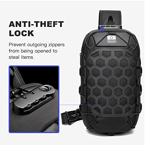 Image of ZUK Anti Theft Sling Bag Shoulder Crossbody Backpack Waterproof Chest Bag with USB Charging Port Lightweight Casual Daypack