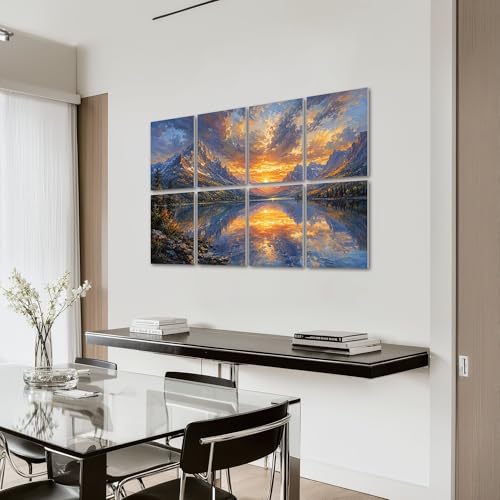 8 Pack de Paneles Acústicos Artísticos para Absorción de Sonido, Diseño de Lago Montañoso con Amanecer y Nubes, Paneles Decorativos Autoadhesivos para Estudios de Grabación en Casa 48"x32" miniatura 7