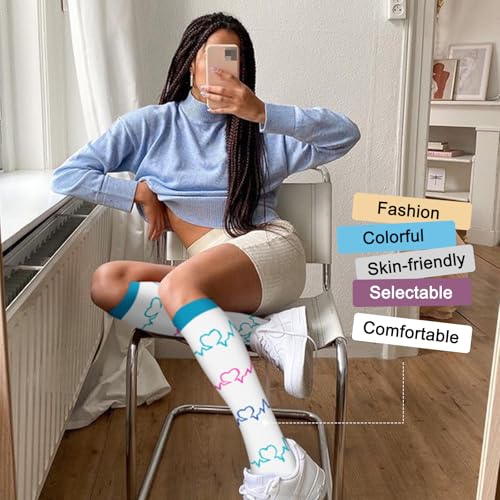Image of Iseasoo 4 Pairs Compression Socks for Women Circulation-Best Support for Nurses,Running,Athletic,Travel