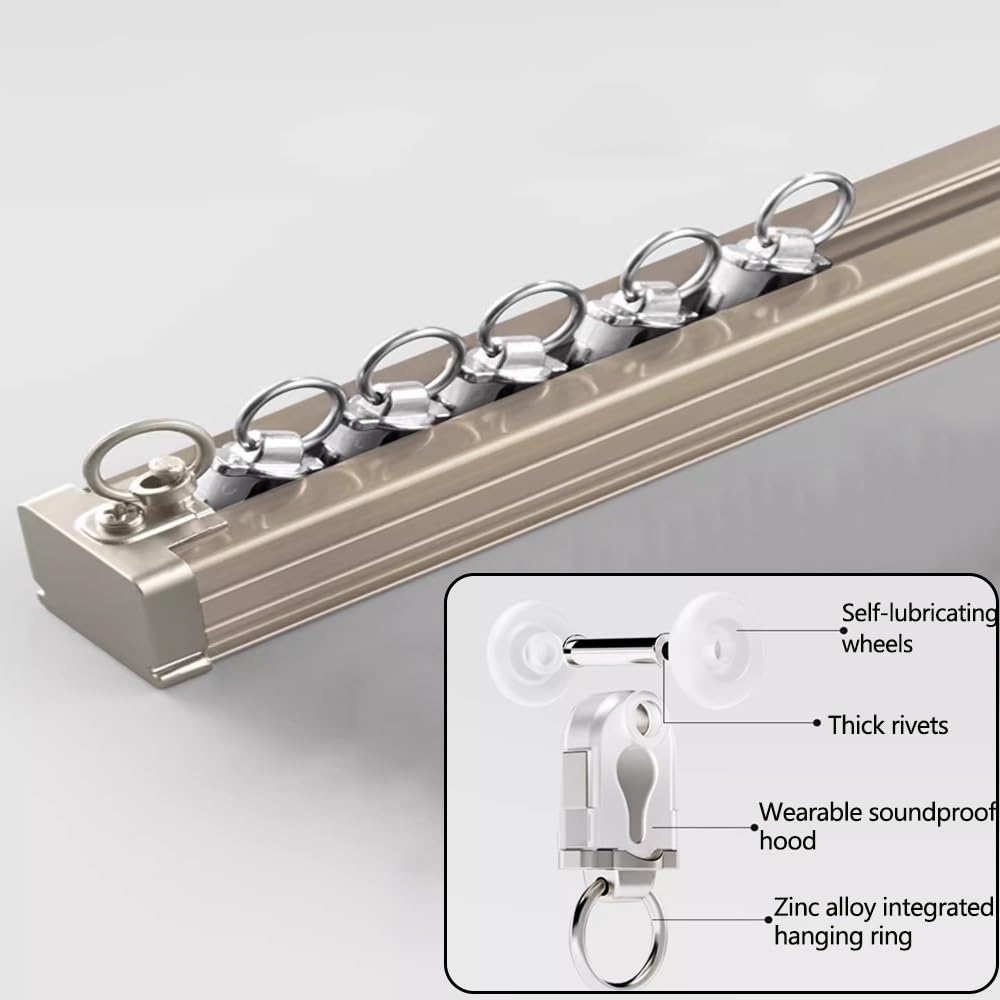 Robuste Aluminium-Vorhangschiene, 120–300 cm, geräuschlose Deckenstange mit leichtgängigem Gleitsystem, perfekt für schwere Vorhänge, ideal für Wohnzimmer und 500 cm lange Decken