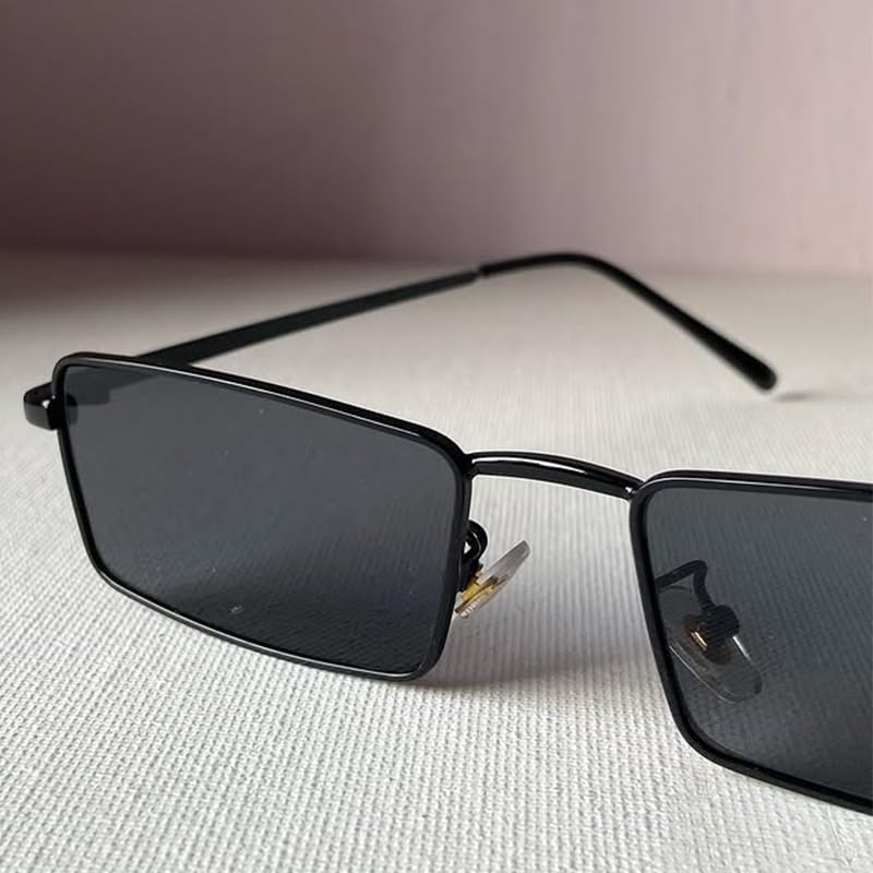 Image of Small Y2K Narrow Rectangle Sunglasses for Women Men | Trendy Raves,80s 90s Retro,Lightweight,Thin Metal Frame,UV400 Protection,Fashion Glasses for Festival Travel Driving