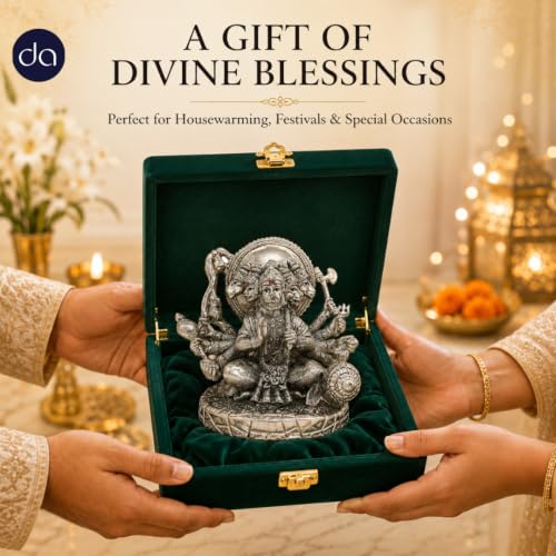 Image of 999 Silver Plated Panchmukhi Hanuman ji Idol - 5 Inch | Five Faced Lord Hanuman Statue for Home Pooja Room & Office Desk | Vastu & Home Decor Gift