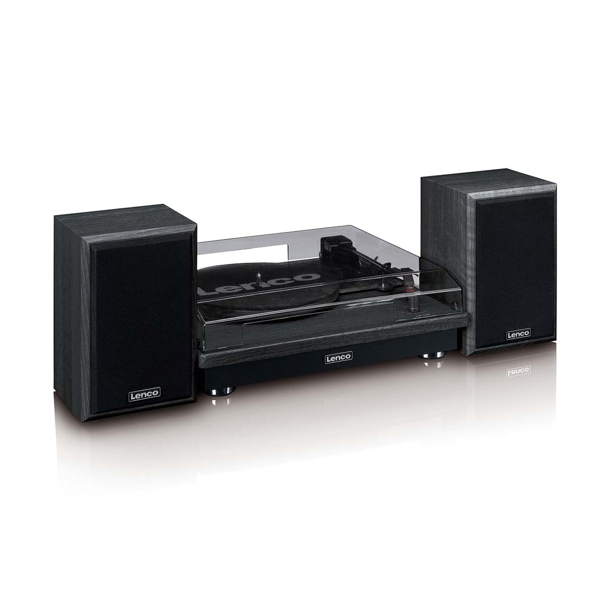 Lenco LS-100 Tourne-Disque avec Enceintes - Bluetooth® 5.3-33 45 78 Tours - Entraînement par Courroie - Arrêt Automatique - Noir