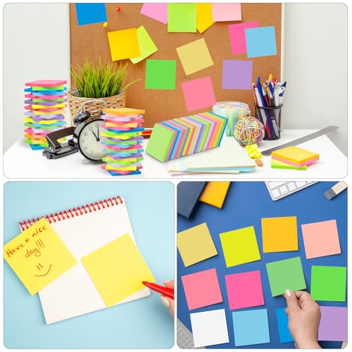 Image of 36 PCS Sticky Notes Bulk 3x3 Inch 12 Colors Colorful Memo Pads