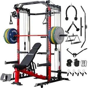 Mikolo Power Cage, 2000LB Squat Rack, Dual Pulley ...