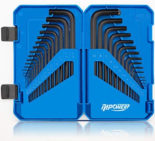 InPower Allen Wrench Set, SAE and Metric Hex Key Set 30pcs, Allen Key Set Tools with Storage Case for Hex Head Socket Screws.