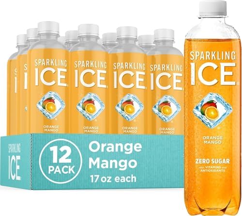 Sparkling Ice, Orange Mango Sparkling Water, Zero Sugar Flavored Water, with Vitamins and Antioxidants, Low Calorie Beverage, 17 fl oz Bottles (Pack of 12)