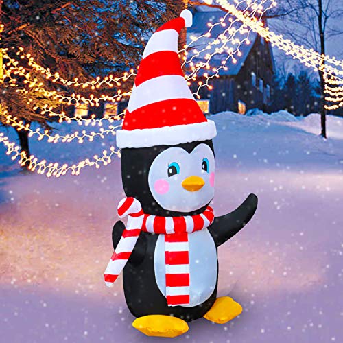 SEASONBLOW-Pingouin-de-Noel-gonflable-avec-echarpe-et-bonbons-Decoration-pour-jardin-jardin-maison-fete-interieur-ou-exterieur-decoration-de-Noel SEASONBLOW - Pingouin de Noël gonflable avec écharpe et bonbons - Décoration pour jardin, jardin, maison, fête, intérieur ou extérieur, décoration de Noël – Image 4