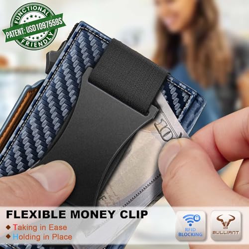 Image of BULLIANT Men Slim Leather Wallet Metal Case Money Clip-Magnetic Closure