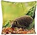 Produktbild Markenlos Kissenhülle 40x40 cm Dekokissen Kissenbezug Fotokissen Kissen Hüllen Bezug Bezüge (Igel mit Blättern)
