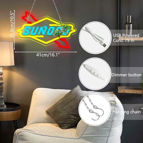 Image of WonderfulLife Fuel Oil Logo Neon Sign for Garage Decor,Dimmable Led Signs for Man Cave Lube Store or Gasoline Station Display Lighting,5V USB,Easy Hanging.