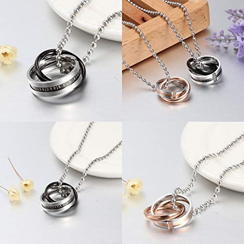 F Fityle 2Pcs Promessa De Amor Leal E Constante Anéis Duplos Colar De Pingente De Casais