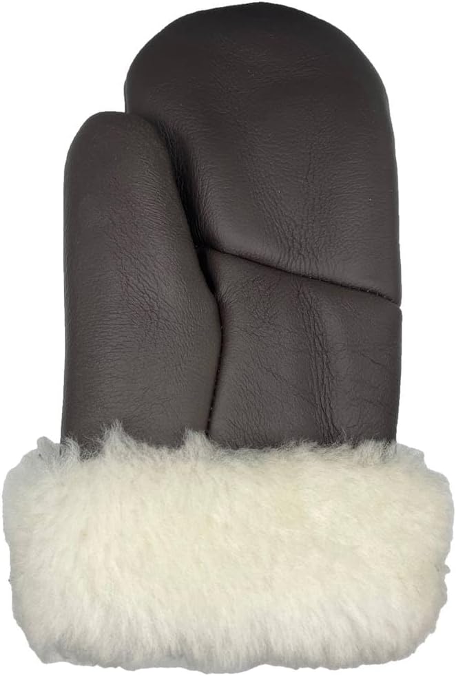 Lukkizara Men's and Women's Premium Shearling Sheepskin Leather Fur Mittens