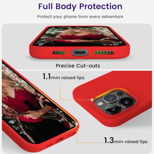 Image of Elzzi Microfiber Candy Case Compatible for iPhone 14 PRO MAX, Shockproof Slim Back Cover Liquid Silicone Case (Red)