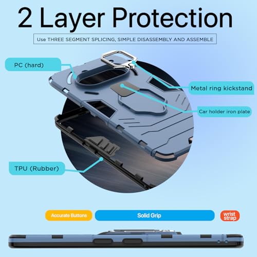 Image of Amazon Basics Back Cover for Nothing Phone 3a 5G |360 Protection Case | D5 Tough Armor Bumper Case (Blue)