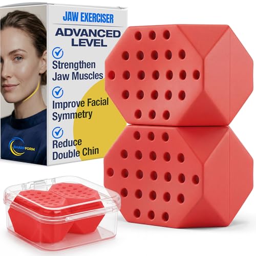 SHARPFORM Jaw Exerciser Level 3 Advanced, Food-Grade Silicone Jaw Trainer
