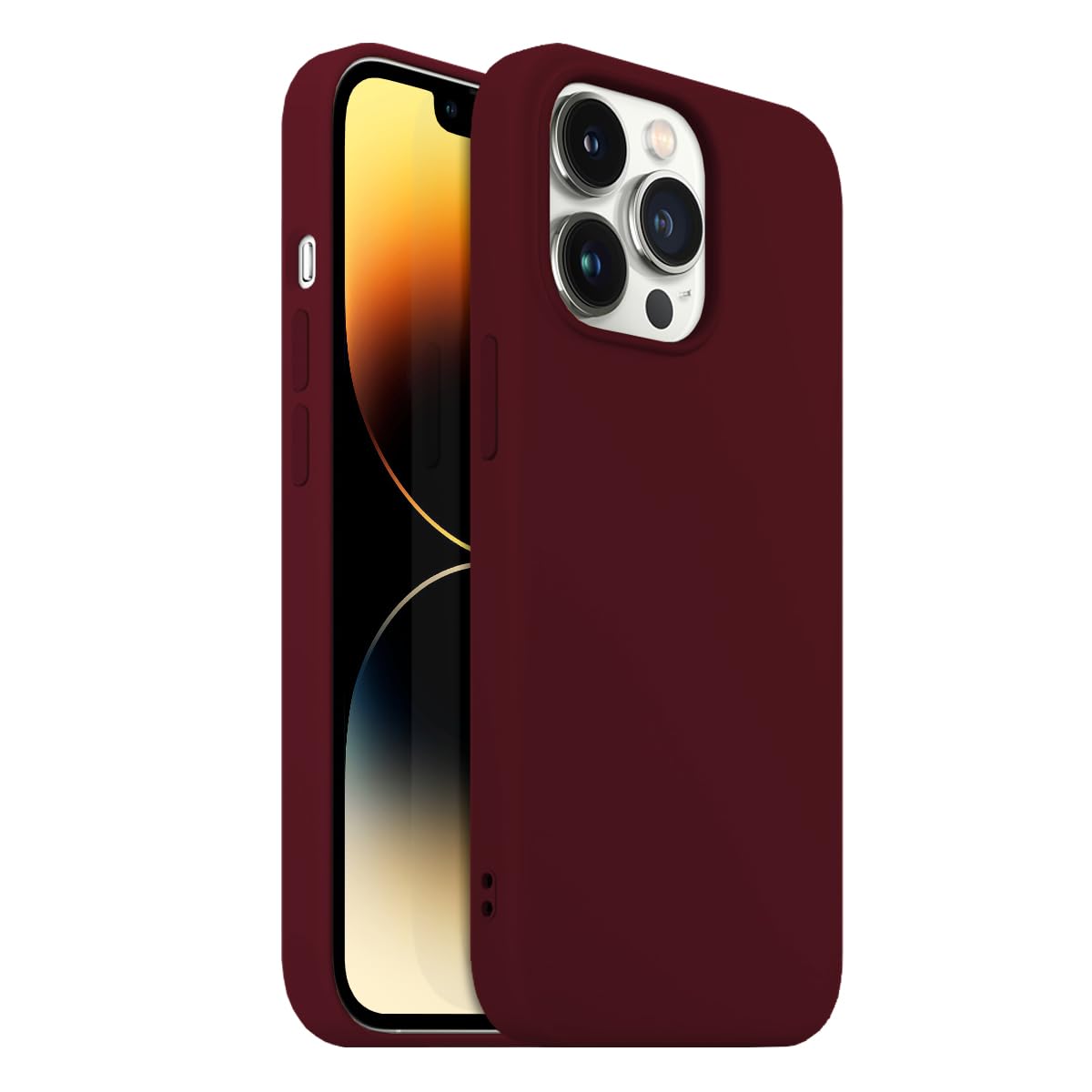 Buff iPhone 14 Pro Rubber S Silikon Kılıf, İpeksi Dokunuş Hisli, Tam Koruyuculu Darbe Önleyici Kapak (Vişne Kırmızı)