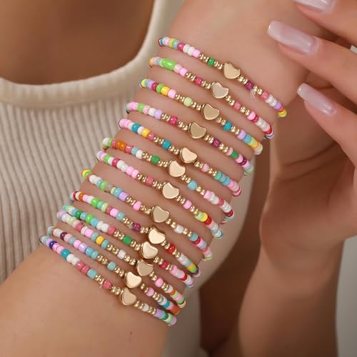 Friendship Bracelets for Women Stackable,Colorful Heishi Clay Beaded Best Friend Bracelet Set for Women,Summer Beach Jewelry Gifts Party Favors2